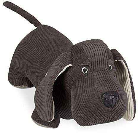 Relaxdays Türstopper Hund, Stoff, mit Sand gefüllt, für Boden, innen, schwer, Deko Türsack Tier, HBT: 14x32x14 cm, braun