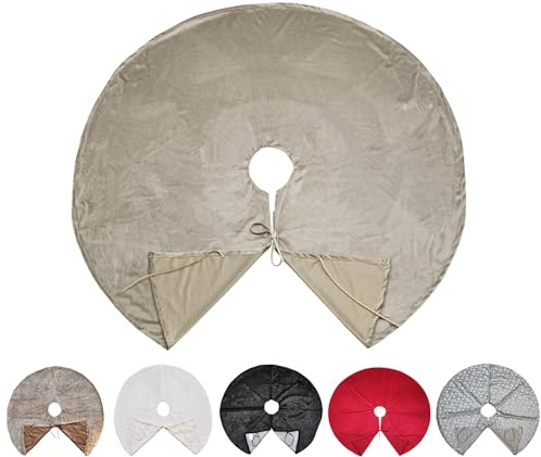 JACK Kuschlige Christbaumdecke Rund Ø 120cm Weihnachtsbaumdecke Weihnachtsbaum Decke Tannenbaum Unterlage, Farbe:Taupe/Samt