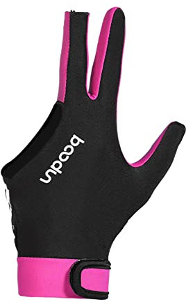 Sharplace Anti Slip Billard Handschuh Linkshänder Snooker Billard Pool Queue Sport Professional 3 Finger Handschuh Geschenk für Frauen, rosa M