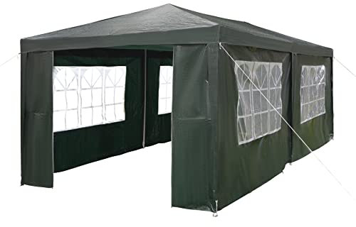 Tonnelle de réception imperméable avec cadre en acier revêtu par poudre - Parfaite pour les fêtes, anniversaires, mariages, pique-niques, abris auto - 3 x 6 m (vert)