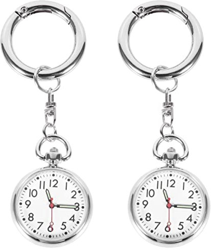 NUOBESTY 2 StücK Taschenuhr Mit SchlüSselschnalle SchlüSselanhäNger Uhr Krankenschwester Studentenform Digitale Taschenuhren FüR Leichte AnhäNgeruhren ÜBungsuhr