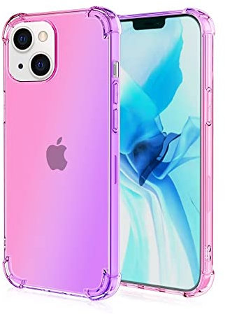 EASSGU Coque pour iPhone 13 Mini (5.4 inches), Housse de Protection de Couleur Dégradée Transparente, Étui de Téléphone Anti-Chute et Anti-Rayures - Rose Mauve