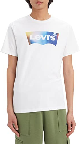 Levi's Men's Graphic Crewneck Tee T-Shirt, Batwing Blur Fill White+, M