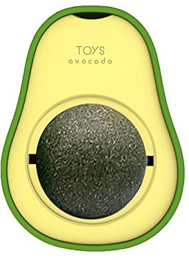 Katzenminze Balls Spielzeug für Katze,Drehbare Katzenminze Wandroller für Katze Avocado-förmige Katzenminze Selbstklebende Katzenminze für Katzen Katzenspielzeug Catnip Ball für Katzen Zahnpflege