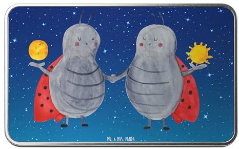 Mr. & Mrs. Panda Metalldose rechteckig Sternzeichen Zwilling - Geschenk, Vorratsdose, Geschenk Mai, Zwilling Sternzeichen, Container, Aluminiumdose,