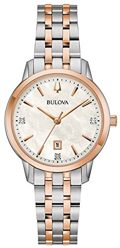 Bulova Damen Analog Quarz Uhr mit Edelstahl Armband 98P213
