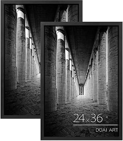 DOAI ART Posterrahmen, 61 x 91 cm, Schwarz, 2 Stück, Posterrahmen 61 x 91 cm oder 61 x 91 cm, Bilderrahmen mit HD-Plexiglas für horizontale oder vertikale Wandmontage, langlebig, kratzfest, sicher und