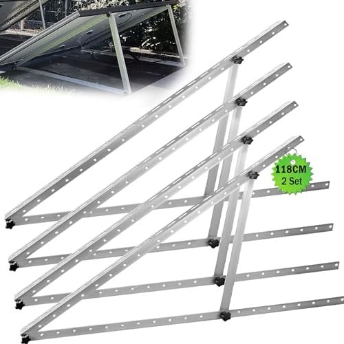 4X Balkonkraftwerk Halterung 118CM, Solarmodul Halterung Verstellbar 0-90° Aufständerung Halterung, Aluminium Universal Solarpanel Halterung für Flachdach Wand Boot Wohnmobil