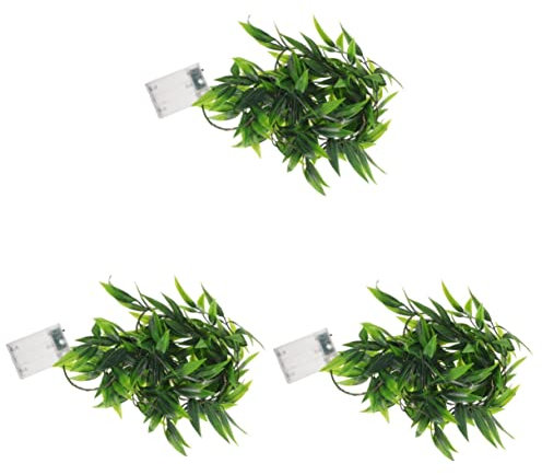 jojofuny 3 Stück Schnur Monstera-Blatt-Rebe 20 LEDs Kleine Blattgirlande Tiki-Party-Dekorationen Beleuchtete Eukalyptusgirlande Beleuchtete Palmengirlande Mann Urwald Plastik Falsches Blatt
