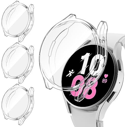 [3Piezas] Kamita Funda Protector de Pantalla para Samsung Galaxy Watch 6 44mm, Ultrafino Suave TPU Bumper Cover, Shockproof Carcasa Protectora de Cobertura Total para Samsung Watch6 (Transparente*3)