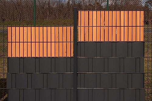 wodewa Nachhaltige Holz Sichtschutzstreifen Doppelstabmatten 10 x 39,4cm x 4,2cm inkl. Clips | Lärche | wetterfest, pflegeleicht, leichte Montage | Sichtschutz Gartenzaun 8/6/8