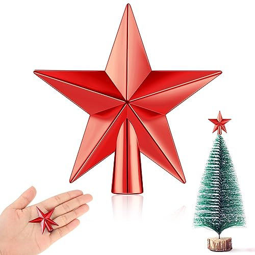 Mini-Oster-Baumspitze, kleiner Stern, Baumspitze für Valentinstag, Baumstern, dekorativ für Weihnachten, Party, 4,5 cm, rot beschichtet