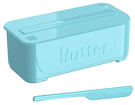 Worparsen Butter Storage Box Unbreakable Butter Dish with Clear Lid Convenient Butter Storage Easy Cutting Bpa-free Kitchen Supplies Long Handle Butter Holder Blue A