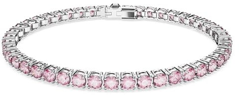 Swarovski Braccialetto Matrix Tennis, Taglio Round, Rosa, Placcato rodio