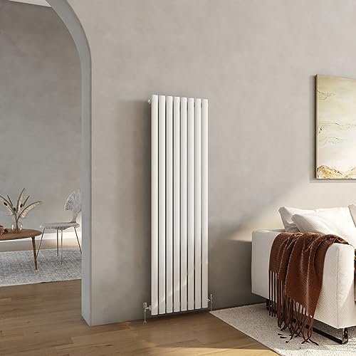 Heilmetz Vertical Radiator 1600 x 472mm, Column Designer Single Panel Radiators Modern Heater Central Heating Radiator White
