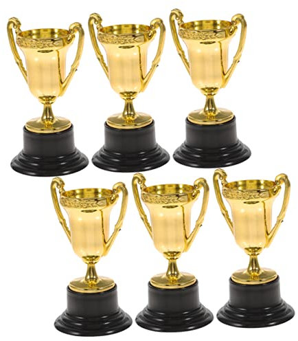 NAMOARLY 6Pièces Trophées Plastique Miniatures pour Garçon Fille Récompenses Tasse de Trophée d'or pour Compétitions Scolaires Fête