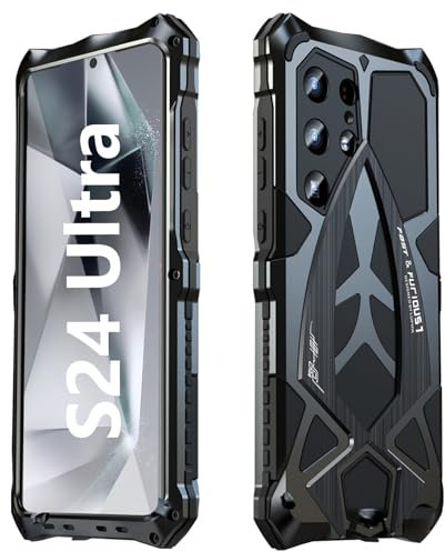 AFENGBOX Coque pour Samsung Galaxy S24 Ultra,Étui Armure Militaire Antichoc 360° avec Protecteur d'Écran Bumper Métallique Housse de Protection Intégrale Outdoor Case pour Samsung S 24 Ultra 5G,Noir