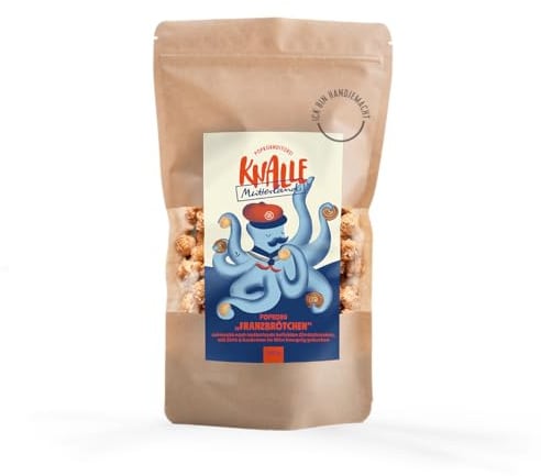 Popkornditorei Knalle - Franzbrötchen Popcorn Snack - knusprig duftend gebacken - handgemacht in Berlin aus besten Zutaten, 100g (5)