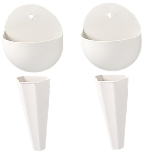 Jardinières murales pour plantes d'intérieur 4 PCS jardinières murales succulentes auto-adhésives sans perforation avec crochets autocollants petit support de plante mural suspendu pot suspendu blanc