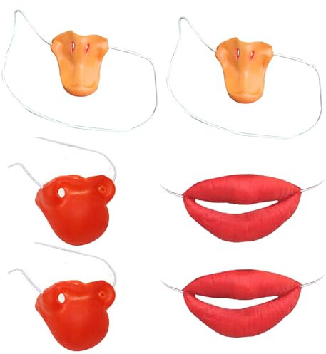 Floatdream 6 Piezas Nariz Roja de Payaso, Boca de Salchicha de Látex, Máscara de Pico de Pato, Adecuado para Disfraces, Cosplay, Espectáculos de Máscaras