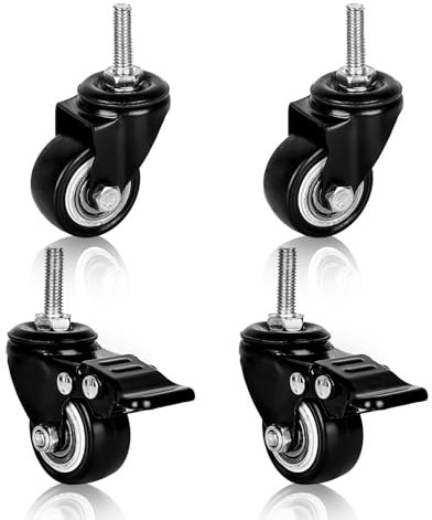 Möbelrollen: Rollen M8 Schwerlastrollen Möbelrollen Gewinde m8 Rollen für Möbel Schwerlast Lenkrollen Gummi Möbel Roller Sesselrollen Outdoor Castors 2 mit Bremse und 2 ohne Bremsen