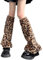 AKAMAS Rosa Braun Damen Leopard Beinstulpen,Furry Fuzzy Frauen Beinwärmer,Winter Warm Beinlinge mit Leopardenmuster,Flauschige Dicke Plüsch Stulpen,Modische Tier Leg Warmers für Cospaly Lolita A