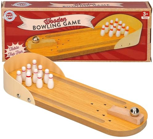 A2Z 4 Kids Mini Bowling Wooden Tabletop Game Set Kids Miniature 10-Bowling Pin Set Children Desktop Mini Skittles Game Set Wooden Board Mini Arcade Tabletop Game Portable Tabletop Stress Relief Gadget