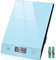 Küchenwaage Digital,Geneigtes Display,10KG,Hochpräzise 1g,mit Tara-Funktion,Glas Lebensmittelwaage Wasserdicht,Touchscreen inkl. Batterien-Blau