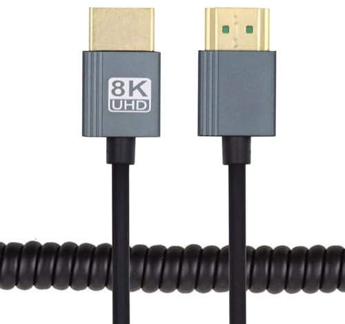 xiwai Cable en espiral elástico HDMI 2.1 macho a HDMI macho, 8 K, 60 Hz, 100 cm para monitor, HDTV, computadora, portátil