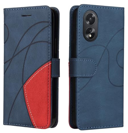 XINNI Protective Phone Case for OPPO A38 4G/OPPO A18 4G, PU/TPU Vintage Flip Leather Shockproof Cover Magnetic Book Style Wallet, Blue