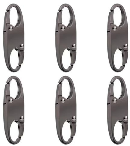 6-Pack S-Hook Zipper Lock Clips With Dual Opening - Mini Snap Hooks for Backpacks, Anti-Theft Locks, Travel, Camping, Fishing - Silver