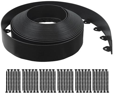 Gardzen Landscape Edging Kit, 60-Foot Long, 3-Inch Tall, No Dig Garden Edging Border for Flower Beds, Tree Rings, Pathways, Includes 60 Spikes