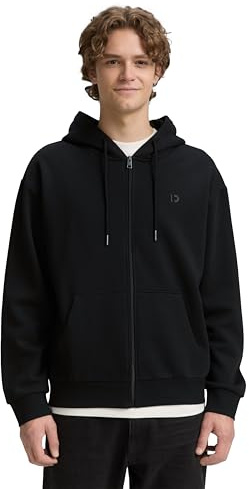 Tom Tailor Denim Herren Hoodie Sweatjacke mit Logo-Print