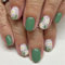 XAGMODSHN 24 Pcs Light Green Artificial Nails Short Square Full Covers False Nails Glossy Stick on Nails Flowers Press On Nails