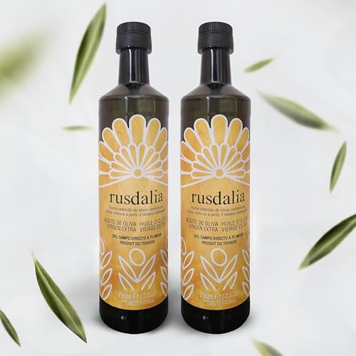 RUSDALIA - Aceite de Oliva Virgen Extra - pack 2 botellas - Variedad Picual - Cosecha actual Española - aceite de Jaén - Prensado en Frio - envase económico de plastico alimentario