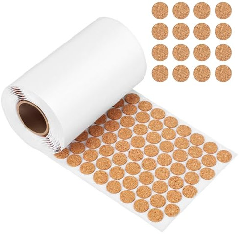 DOITOOL Lärmreduzierende Kork-Pads Selbstklebend 2000 Stück Rolle Rund Möbelschutz