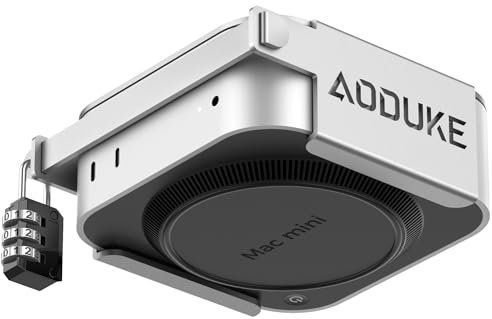AODUKE Aluminum Alloy 2024 Mac Mini M4 with Combination Lock Security Bracket, Compatible with VESA Hole Monitor or Plaster wall, with lock Anti-theft dock (Silver with lock Stand)