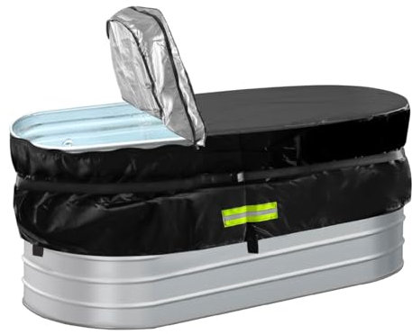 Gecic 6Ft Stock Tank Horse Trough Cover, Water Trough Cold Plunge Insulated Cover for Horse Trough Rectangular Cold Plunge Ice Bath Tub Covers 2x2x6 Foot Stock Water Tank Oval Pool Liner Hot Tub