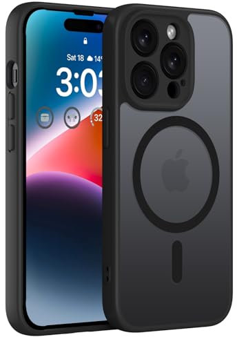 ORDA Magnetisch Hülle für iPhone 14 Pro Max 6,7 Zoll Kompatibel mit MagSafe, Transluzente Matt Rückseite Dünn Kameraschutz Stoßfest Handyhülle für iPhone 14 Pro Max (Schwarz)