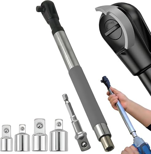Offset Extension Wrench Impact – Electric Ratchet Wrench, Multifunctional & Durable Power Ratchet Wrenches, Chain Drive Wrench Extender, Dual-Mode Torque Control, Compatible with 1/2 Sockets (1Kits)