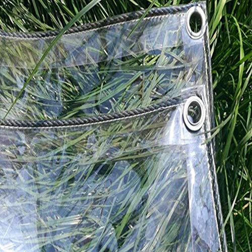 Lona transparente impermeable de PVC de 4 x 4 m, lona transparente resistente con ojales para uso en exteriores, cubierta impermeable para plantas, 0,5 mm de grosor, duradera y versátil
