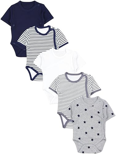 TupTam Baby Body Kurzarm Jungen – Wickelbody Kurzarm aus Baumwolle im 5er Set – OEKO-TEX Zertifiziert