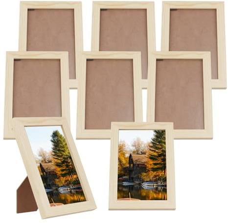 8 Stück Kleine Bilderrahmen, 10 x 15 cm Fotorahmen MDF Rahmen für Fotos | CHUENKUK Holzbilderrahmen Set für Fotos, Bilder, Poster