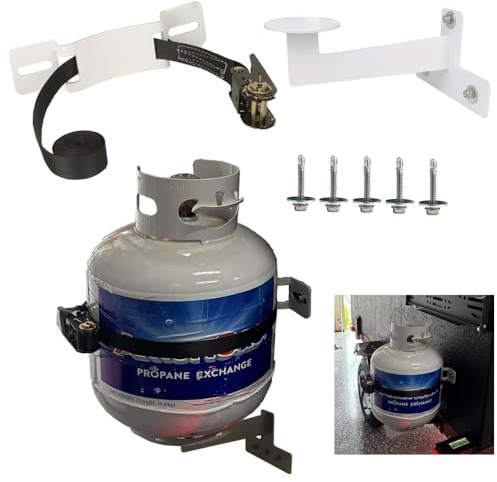 MAIQIYALAN Propane Tank Holder, RV Propane Tank Storage,Exchange Propane Gas Cylinder Support for Campervans and Travel Trailers Suitable for Standard 5-30 Pound Propane Tank Stand (White)