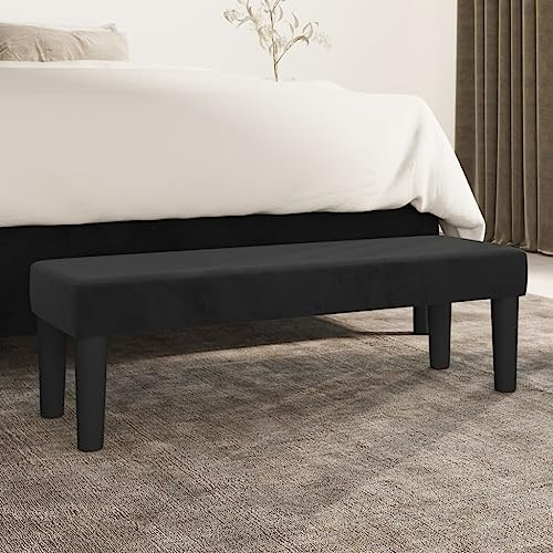 TUERYAFEK Samt Sitzbank Schwarz 100x30x30 cm, gepolsterte Sitzbank mit Schaumstoff, multifunktionale Bank als zusätzliche Sitzgelegenheit oder Bettbank, weicher Samtbezug für luxuriöses