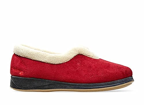 Padders Carmen Extra Wide Memory Foam Womens Slippers (6, Red, numeric_6)