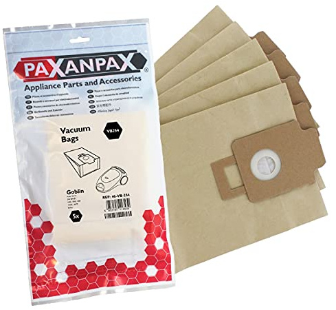 Paxanpax 9056024 Replacement VB254 Paper Bags for Goblin Aztec 340, 342, 344, 345 Series (Pack of 5)