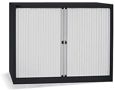 Bisley et412/10/2S. LG 103 cm Euro Tambour Licht Grau Rolladen mit 1 Regal Schwarz