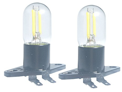 QLEE Led Filament Light 1.5w Z187 Microwave Bulb 125v 20w Equivalent Incandescent Lamps for Galanz Refrigerator Microwave Oven Electrical Range Hood Indicator Light (2 Pack, Z187 Base,5000K)
