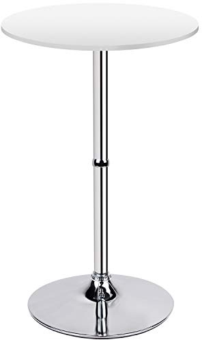 Leopard MDF Round Top Not Adjustable (41 INCHES Height) Bar Table, White